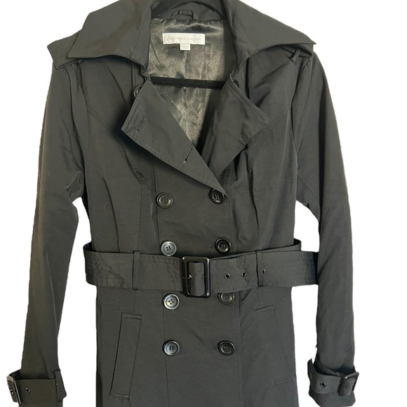 New York & Company Jackets & Blazers - New York and Company | Black Trench Coat | Frilled Peplum Hem